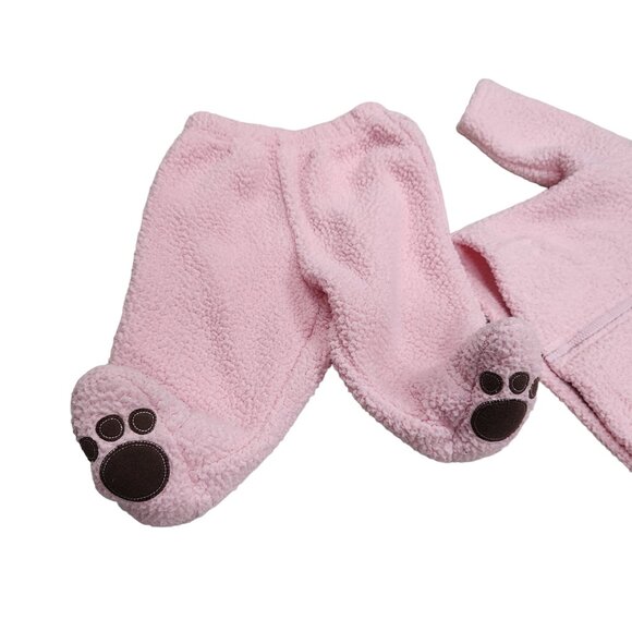 Carters Pink Fleece Bear 2 Piece Set - Pants and Jacket With‎ Hood - 3 Months - Picture 3 of 4